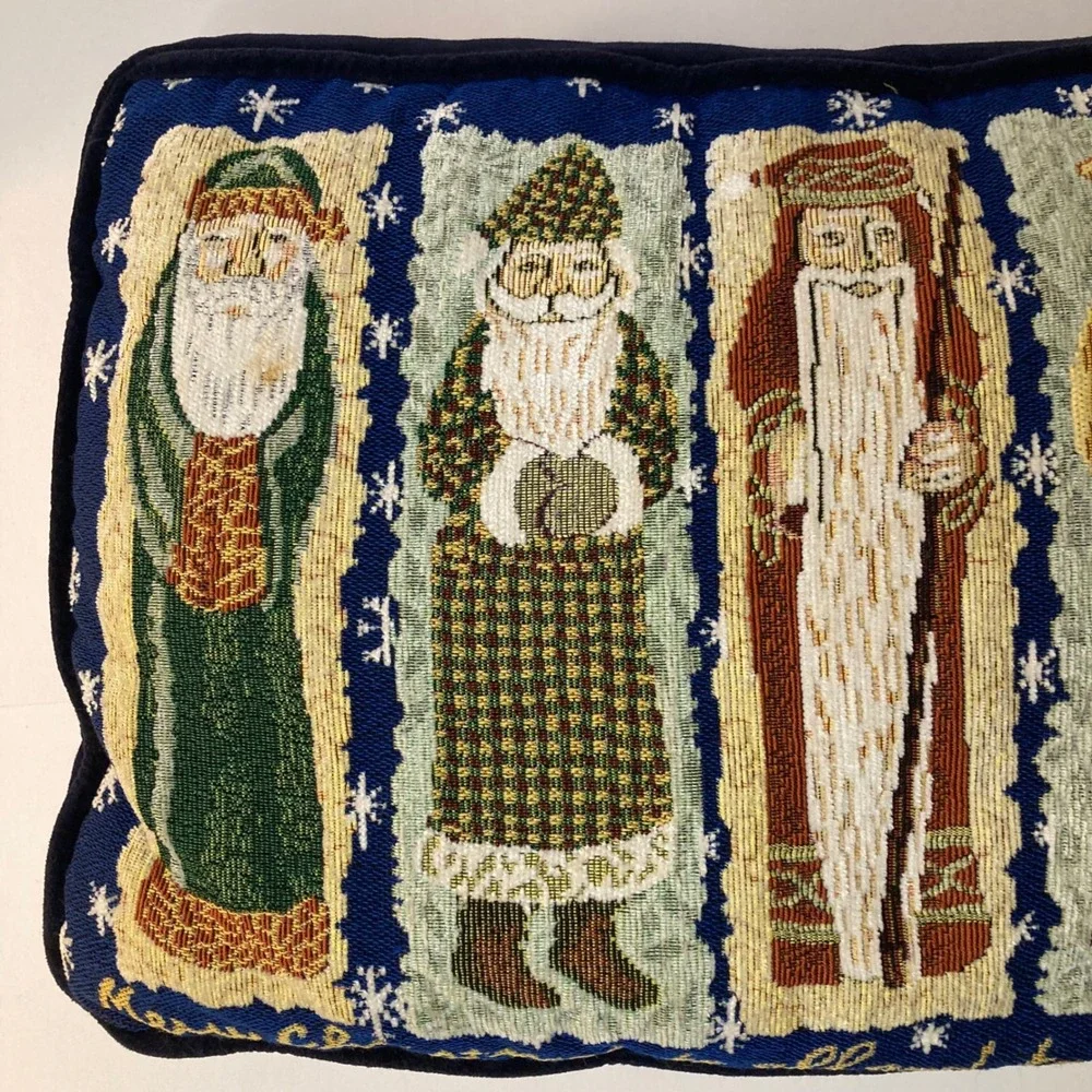 Vintage Old World Santa Tapestry Pillow Merry Christmas To All 12‎ x 18